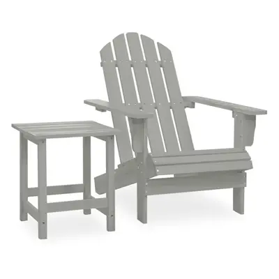 vidaXL Solid Fir Wood Garden Adirondack Chair with Table Grey Patio Seating