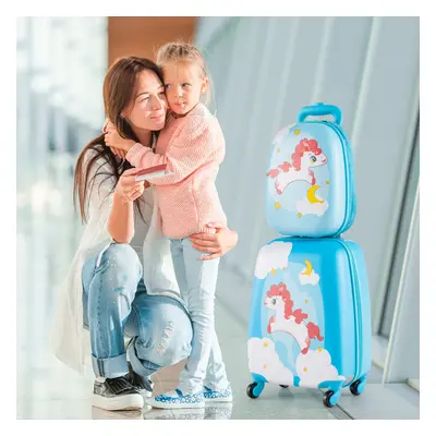 2PCS Kids Luggage Set 12" Backpack 16" Carry-on Suitcase w/Wheels