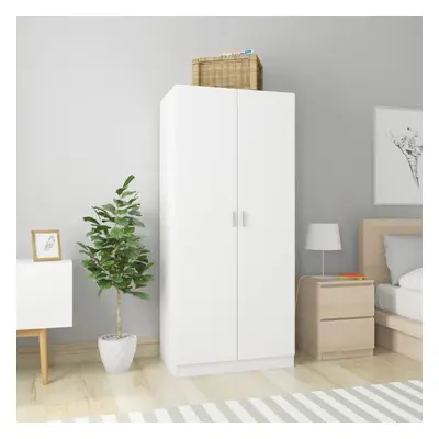 vidaXL Wardrobe White Chipboard Clothing Cabinet Hanger Storage Organiser