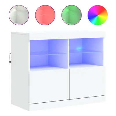 (white) vidaXL Sideboard with LED Lights Cupboard Highboard Storage Buffet Cabinet