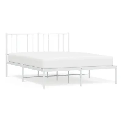 (white, x cm/with headboard) vidaXL Metal Bed Frame with Headboard Bed Base Mattress Foundation 