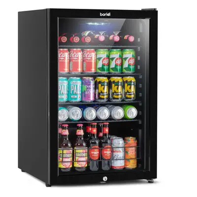 Baridi 115L Under Counter Drinks/Beer & Wine Cooler Fridge with Light, Black - DH223