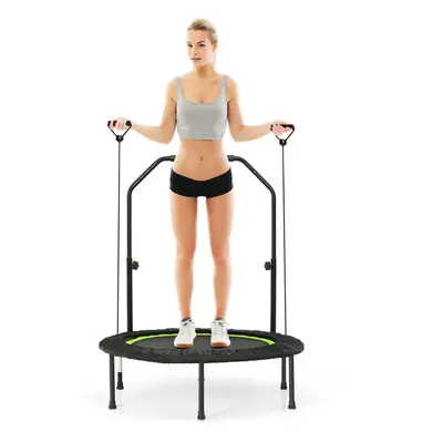 40" Foldable Mini Trampoline with Height Adjustable Handle Fitness