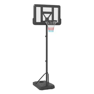 SPORTNOW Basketball Backboard Hoop Net Set w/ Wheels, 200-305cm - Black