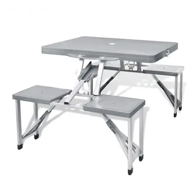 vidaXL Foldable Camping Table Set with Stools Aluminium Extra Light Grey