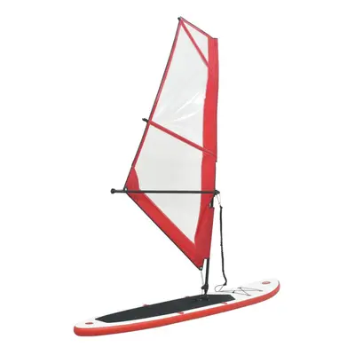 vidaXL Inflatable Stand Up Paddleboard with Sail Set Red and White Board Set