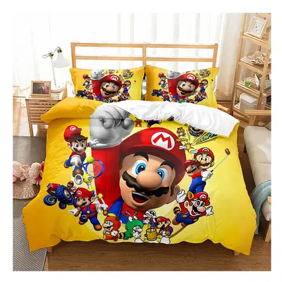 (1, Double-200x200cm) Super Mario Bedding Kids Single Double 3D Duvet Cover Set