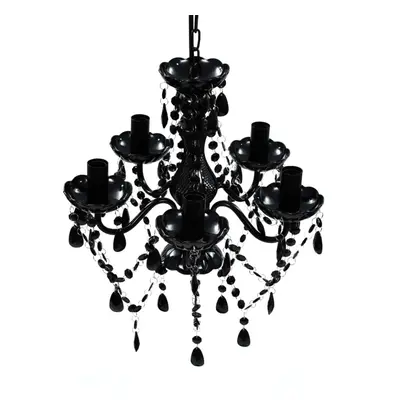 vidaXL Black Bulb Crystal Chandelier