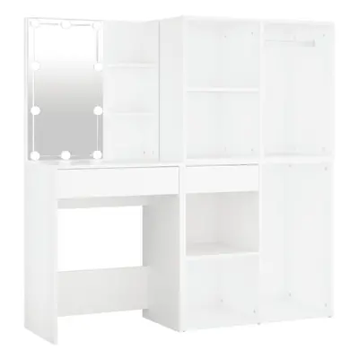 vidaXL LED Dressing Table with Cabinets White Engineered Wood Makeup Table