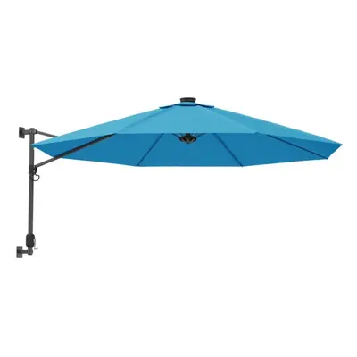 (blue) vidaXL Wall-mounted Parasol Umbrella Garden Sun Shade Sun Shelter with LEDs