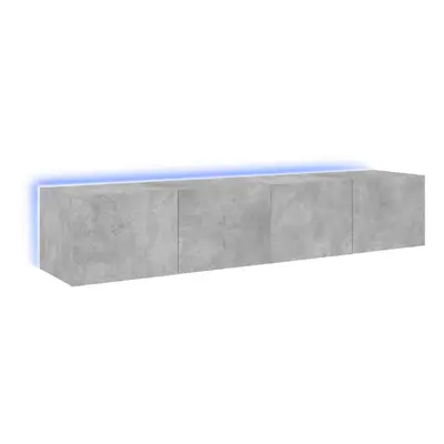 vidaXL TV Wall Cabinets with LED Lights Floating TV Unit pcs Concrete Grey