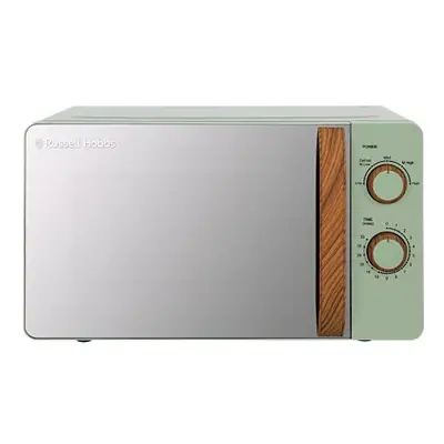 Russell Hobbs RHMM713MG-N Litre Matt Green Manual Microwave with Wood Effect handle and dials