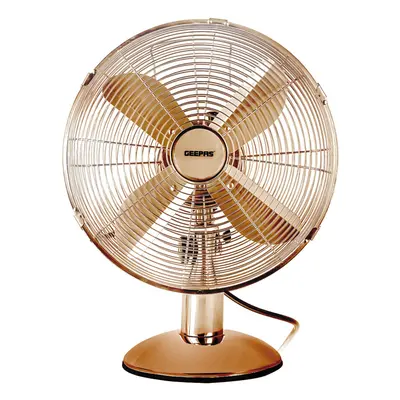 (Copper) Geepas 12inch Chrome Metal Table Desk Fan