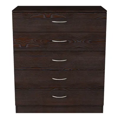 (5 Drawer-With Metal Handles, Walnut) NRG Chest of Drawers With Metal Handles Bedroom Furniture 