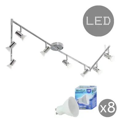 Modern Silver Chrome Way Flexi Z Adjustable Ceiling Spotlight - Complete with 5w GU10 LED Bulbs 