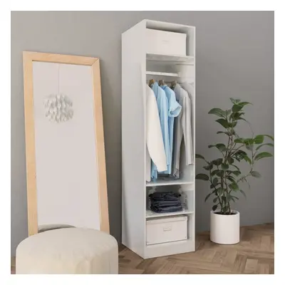 vidaXL Wardrobe High Gloss White 50x50x200cm Chipboard Clothing Cabinet Hanger