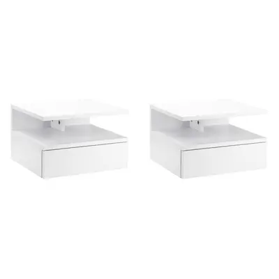 HOMCOM Nightstand Set of 2, Wall Mounted Bedside Cabinet, White