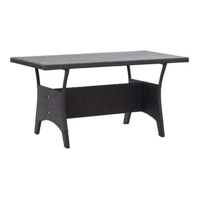 vidaXL Garden Table Black Poly Rattan Outdoor Patio Furniture Dinner Table