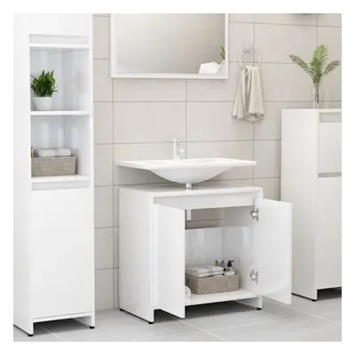 vidaXL Bathroom Cabinet High Gloss White Engineered Wood Cupboard Organiser