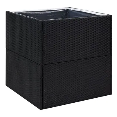 (black, x x cm) vidaXL Garden Planter Outdoor Planter Flower Patio Pot Plant Box Poly Rattan