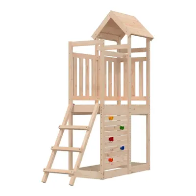 (solid pinewood) vidaXL Play Tower Climbing Frame with Ladder and Rockwall Kids Solid Wood Pine