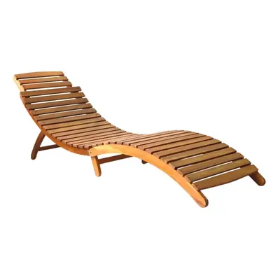 vidaXL Solid Acacia Wood Sun Lounger Brown Backyard Outdoor Lounge Day Sun Bed