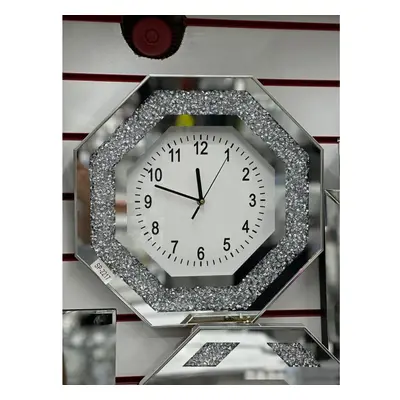 Modern elegance Diamond Octagon Mirror Glass Clock