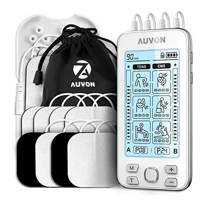 AUVON Outputs TENS Machine for Pain Relief, TENS EMS Muscle Stimulator with Modes, 2" and 2"x4" 