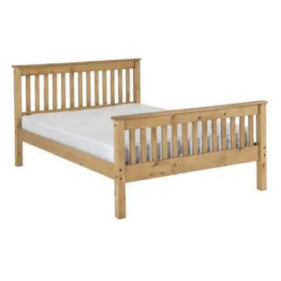 Monaco King 5ft-150cm Bed Frame High Foot End Distressed Waxed Pine