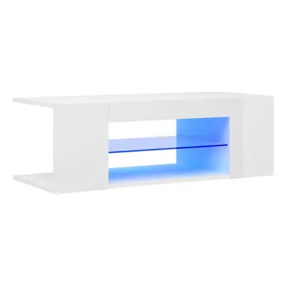 vidaXL TV Cabinet with LED Lights High Gloss White Hifi Stand Stereo Cabinet