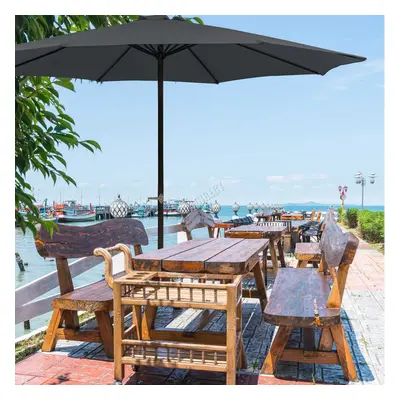 (3.3M, Grey) BIRCHTREE Garden Parasol Tilt Crank Patio Sunshade Umbrella Aluminium 2.5/2.7/3/3.3