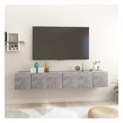 vidaXL 3x Hanging TV Cabinets Concrete Grey Entertainment Centre Wall Unit