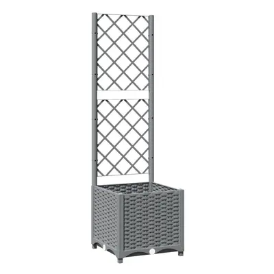 (light grey, x x cm) vidaXL Garden Planter with Trellis PP Outdoor Raised Bed Flower Pot Planter