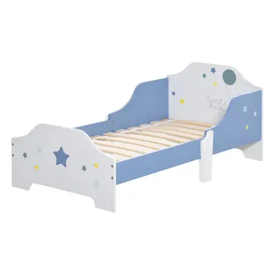 HOMCOM Kids Star Balloon Single Bed Frame w/ Guardrails Slats Bedroom Furniture