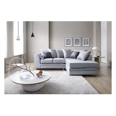 (Silver Blue, Right Facing) Chicago Velvet Corner Sofa