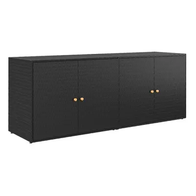 (black) vidaXL Garden Storage Cabinet 198x55.5x80 cm Poly Rattan Organiser Black/Grey