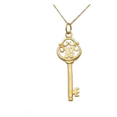 9ct Gold 18th Birthday Key Pendant & Chain.