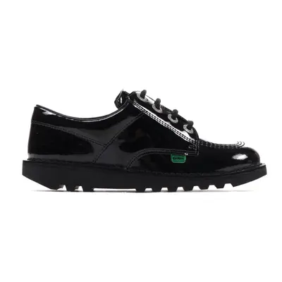 (Black, UK 5) Kickers Kick Lo Classic Patent Leather Girls Kids School Fashion Shoe Black