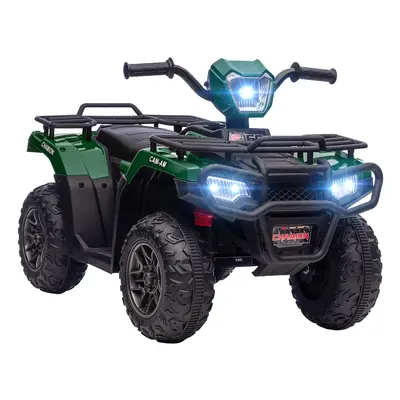 HOMCOM 12V Electric Quad Bike for Kids w/ LED Headlights, Music - Green