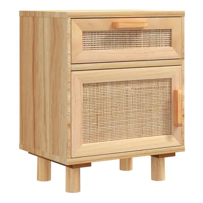 (Brown, 1) vidaXL 1/2x Solid Wood Pine Bedside Cabinet Natural Rattan Table Multi Colours