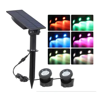 2Pcs/set LED Outdoor Spotlights Solar Pond Light RGB Submersible Lamp Underwater Light