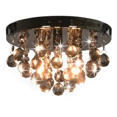 vidaXL Ceiling Lamp with Smoky Beads Black Round G9 Hanging Lighting Fixture