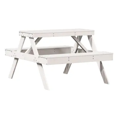 vidaXL Picnic Table Outdoor Dining Table Garden Table White Solid Wood Pine