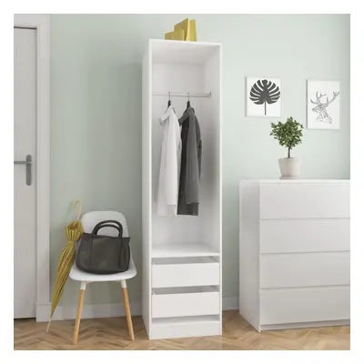 vidaXL Wardrobe with Drawers Engineered Wood White Clothing Cabinets Storage