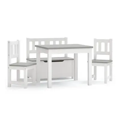 vidaXL Children Table and Chair Set Piece White and Grey MDF Kids Furniture