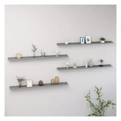 vidaXL 4x Wall Shelves Grey 115x9x3 cm Hanging Display Racks Furniture Home