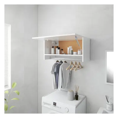 vidaXL Wardrobe High Gloss White Chipboard Hanging Shelf Clothes Organiser