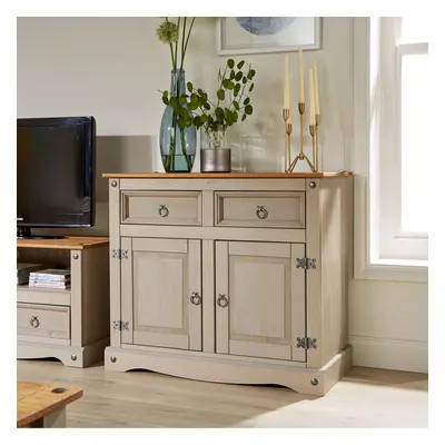 Corona Grey Storage Cupboard Solid Pine Drawer Door Wooden Cabinet