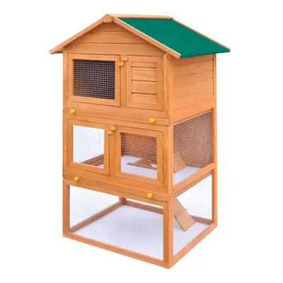 vidaXL Outdoor Rabbit Hutch Layers Wood Small Animal House Pet Cage Habitat