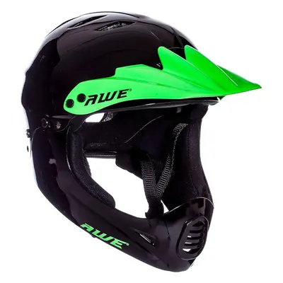 AWE AWEBlaze Junior 16+ /Adult BMX/Bike Full Face Helmet Black/Green Visor Medium 56-58cm CE EN1